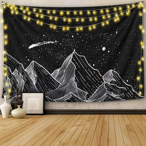 Black And White Mountain Tapestry
