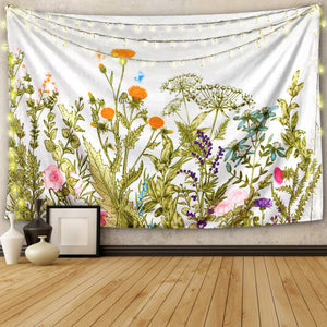Colorful Floral Plants Tapestry