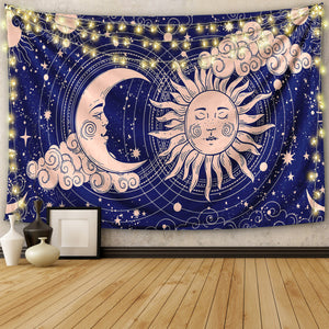 Crescent Moon and Sun Tapestry