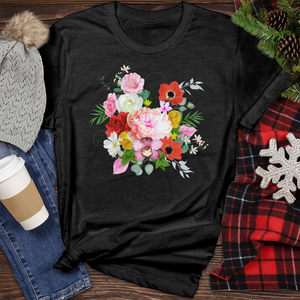 Realistic Flower Bunch Heathered Tee