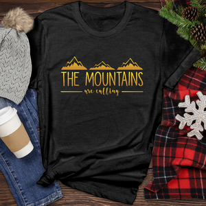 Mountains Are Calling Gold 01 Heathered Tee
