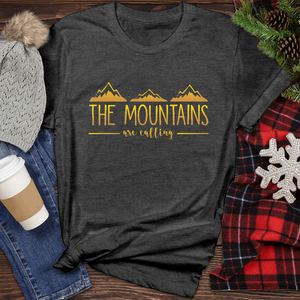 Mountains Are Calling Gold 01 Heathered Tee