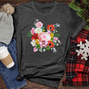 Realistic Flower Bunch Heathered Tee