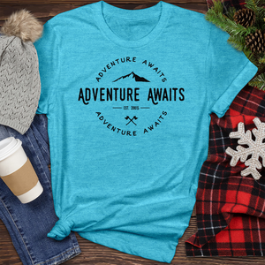 Adventure Awaits Heather Tee