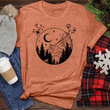 Load image into Gallery viewer, Mountain Tree Flower Circle Heathered Tee