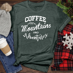 Coffee Mountains and Adventures Heathered Tee