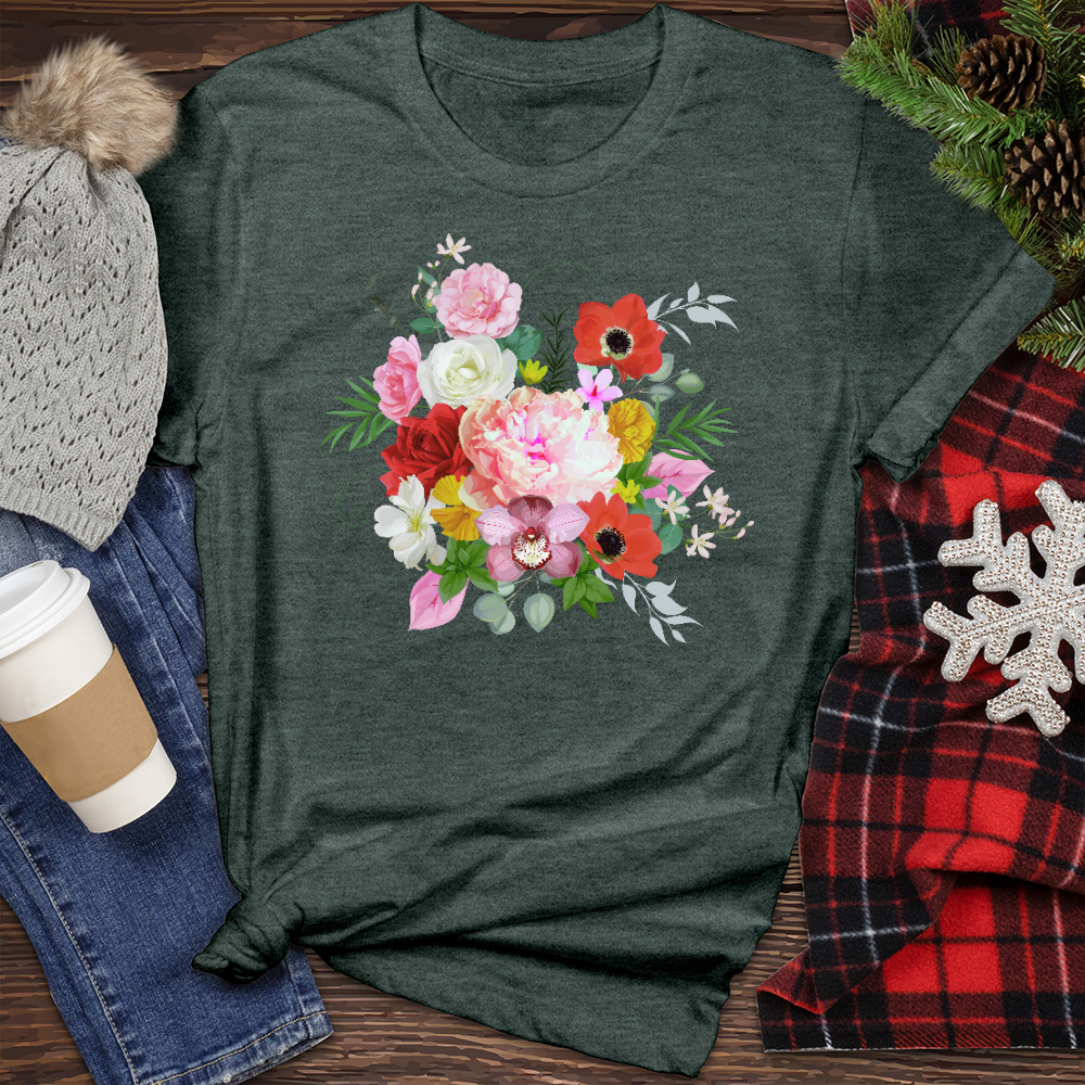 Realistic Flower Bunch Heathered Tee