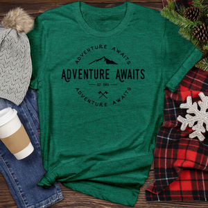 Adventure Awaits Heather Tee
