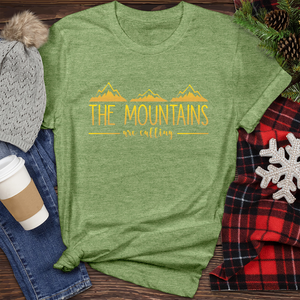 Mountains Are Calling Gold 01 Heathered Tee