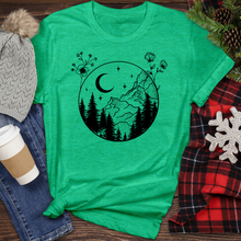 Load image into Gallery viewer, Mountain Tree Flower Circle Heathered Tee