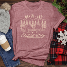 Load image into Gallery viewer, Never Lost Always Exploring Heathered Tee