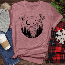 Load image into Gallery viewer, Mountain Tree Flower Circle Heathered Tee