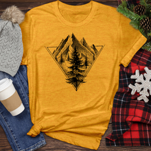 Load image into Gallery viewer, Sketch of a Mountain Tree in a Triangle Heathered Tee