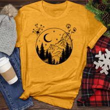 Load image into Gallery viewer, Mountain Tree Flower Circle Heathered Tee