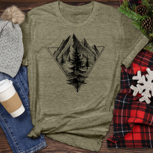 Load image into Gallery viewer, Sketch of a Mountain Tree in a Triangle Heathered Tee