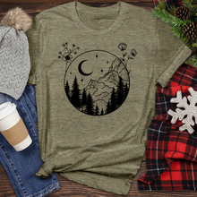 Load image into Gallery viewer, Mountain Tree Flower Circle Heathered Tee
