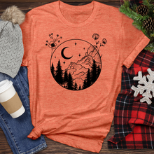 Load image into Gallery viewer, Mountain Tree Flower Circle Heathered Tee