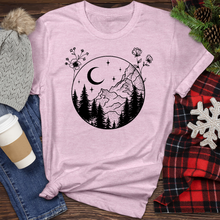 Load image into Gallery viewer, Mountain Tree Flower Circle Heathered Tee