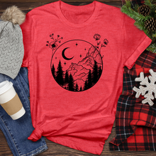 Load image into Gallery viewer, Mountain Tree Flower Circle Heathered Tee