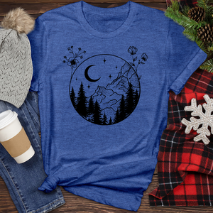 Mountain Tree Flower Circle Heathered Tee